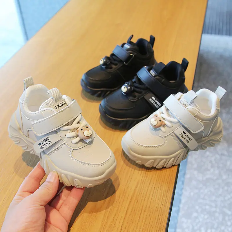 Children's Shoes Cartoon Bear Decos Autumn New Casual Versatile Girls Boys Baby Running Shoes Kids Comfort Chunky Sneaker I08134