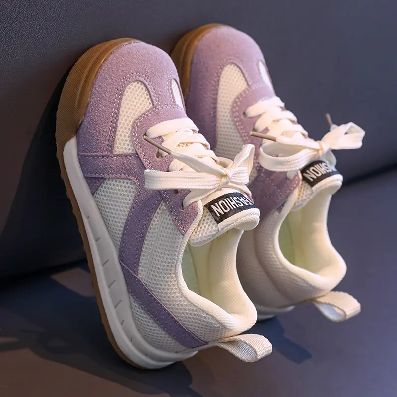 Kids Shoes Casual Children Purple Silver Yellow Sneaker for Girls Fashion Brand Designer City-friendly Walking Shoes Girl I08136