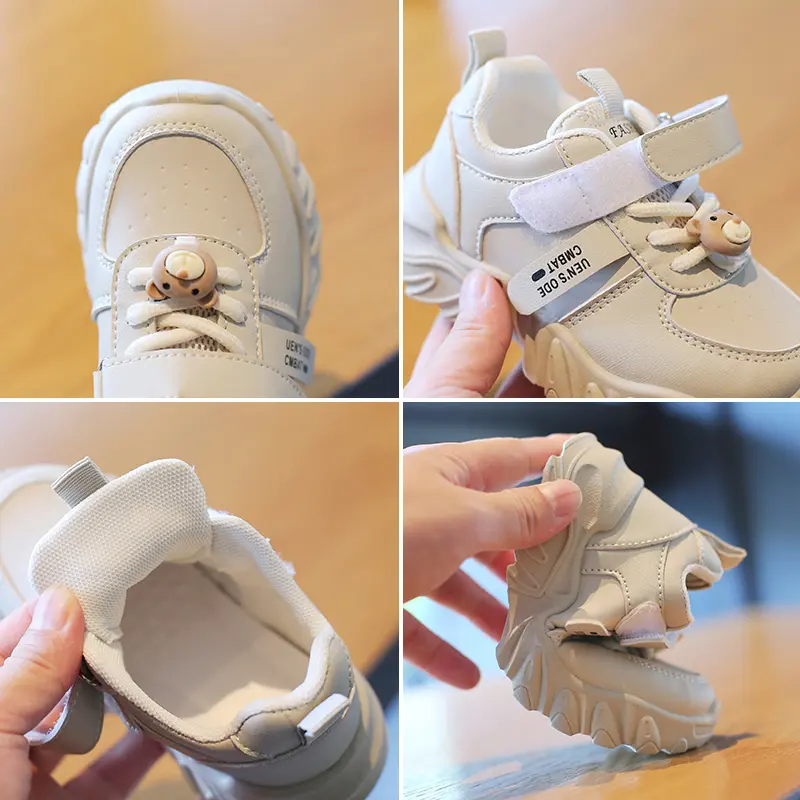 Children's Shoes Cartoon Bear Decos Autumn New Casual Versatile Girls Boys Baby Running Shoes Kids Comfort Chunky Sneaker I08134