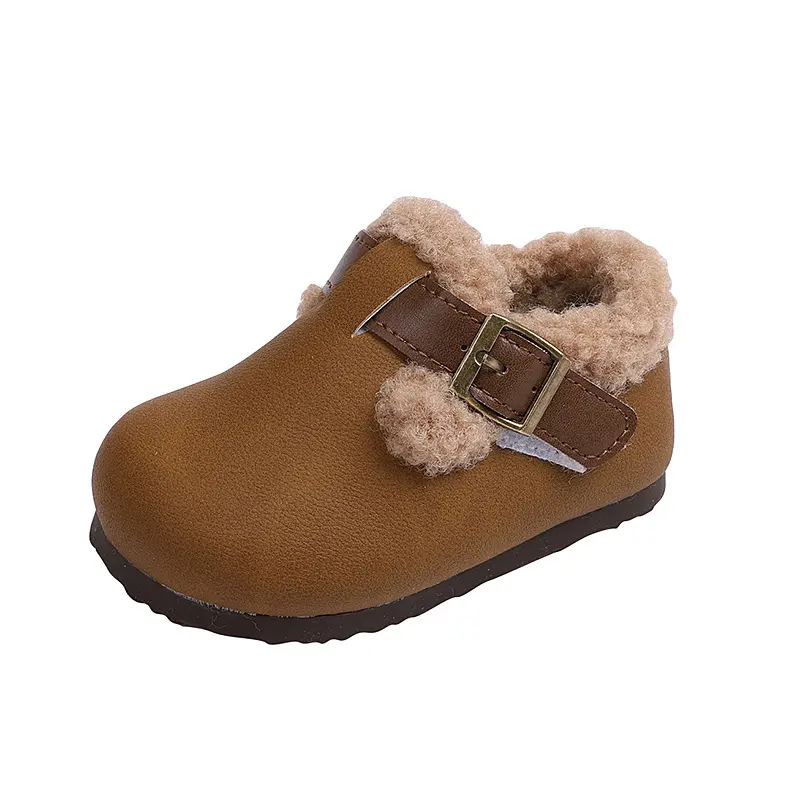 Winter New Baby Toddler Shoes Girls Keep Warm Princess Kids Fur Shoes Fluffy Plush Newborn Dress Shoes Child with Buckle I08132