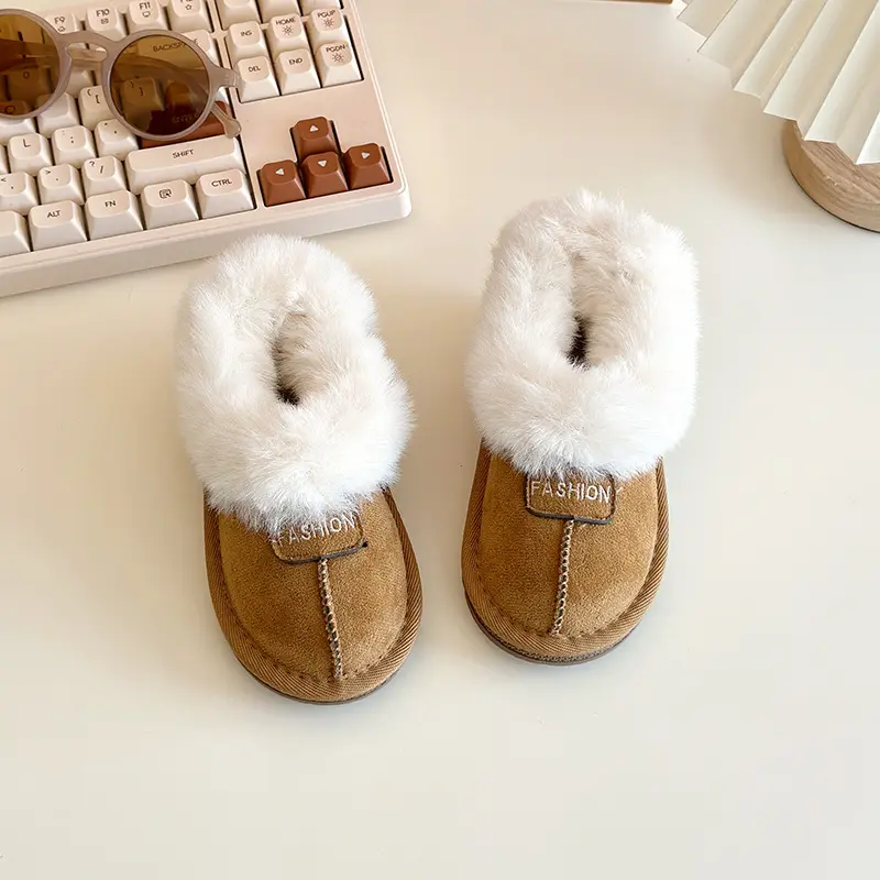 Children's Winter Snow Boots Fleece Lined Fur Integrated Boys Cotton Boots Girls Short Boots Warm Comfortable Shoes Child I08126