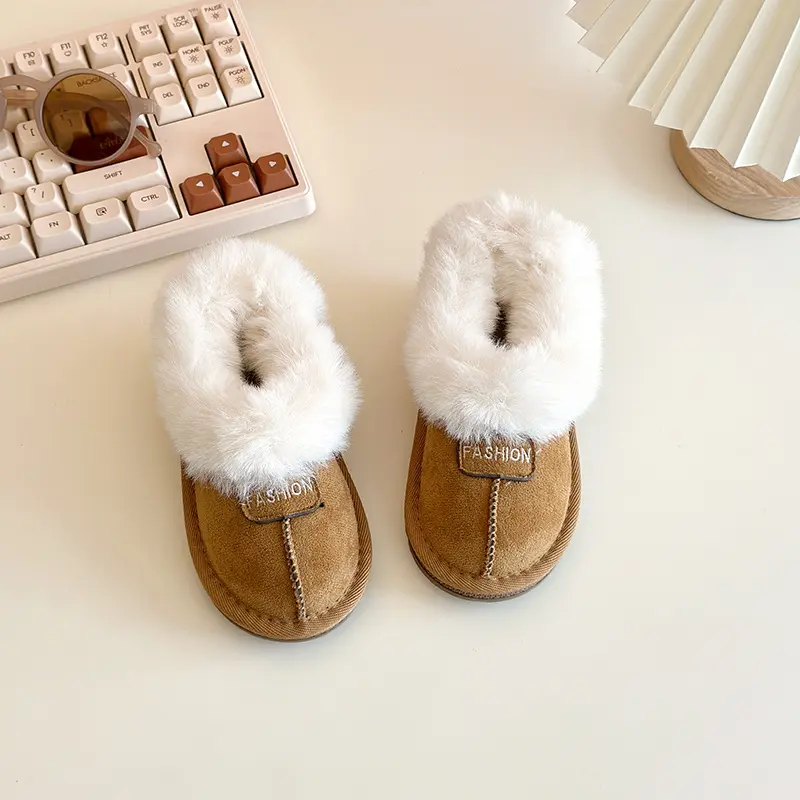 Children's Winter Snow Boots Fleece Lined Fur Integrated Boys Cotton Boots Girls Short Boots Warm Comfortable Shoes Child I08126
