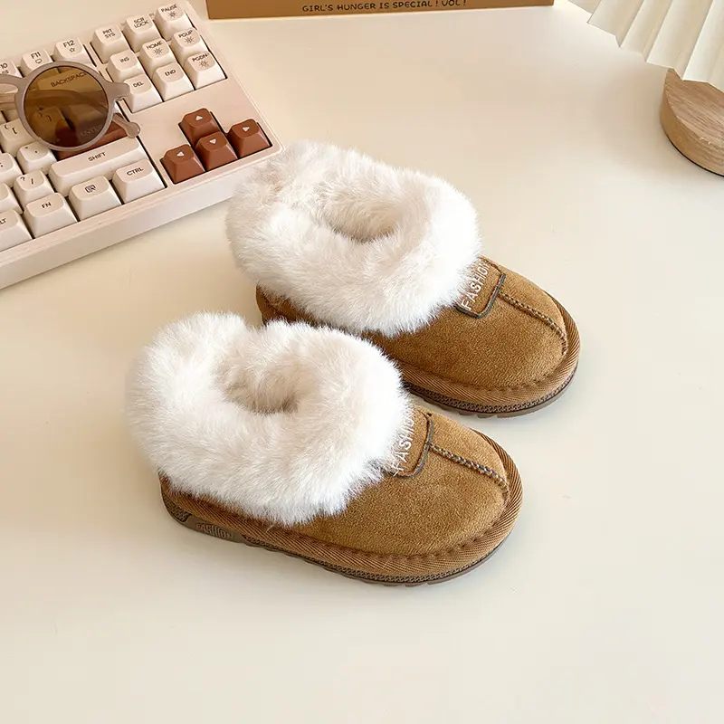 Children's Winter Snow Boots Fleece Lined Fur Integrated Boys Cotton Boots Girls Short Boots Warm Comfortable Shoes Child I08126