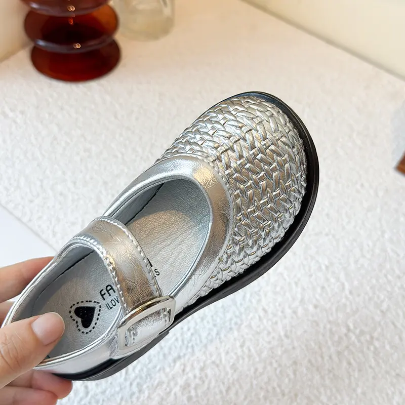 Princess Mary Janes Shoes for Baby Girls Child Weave Vamp Low Heel Kids Back To School Holiday Party Shoes Wide Toe Shoes I08125