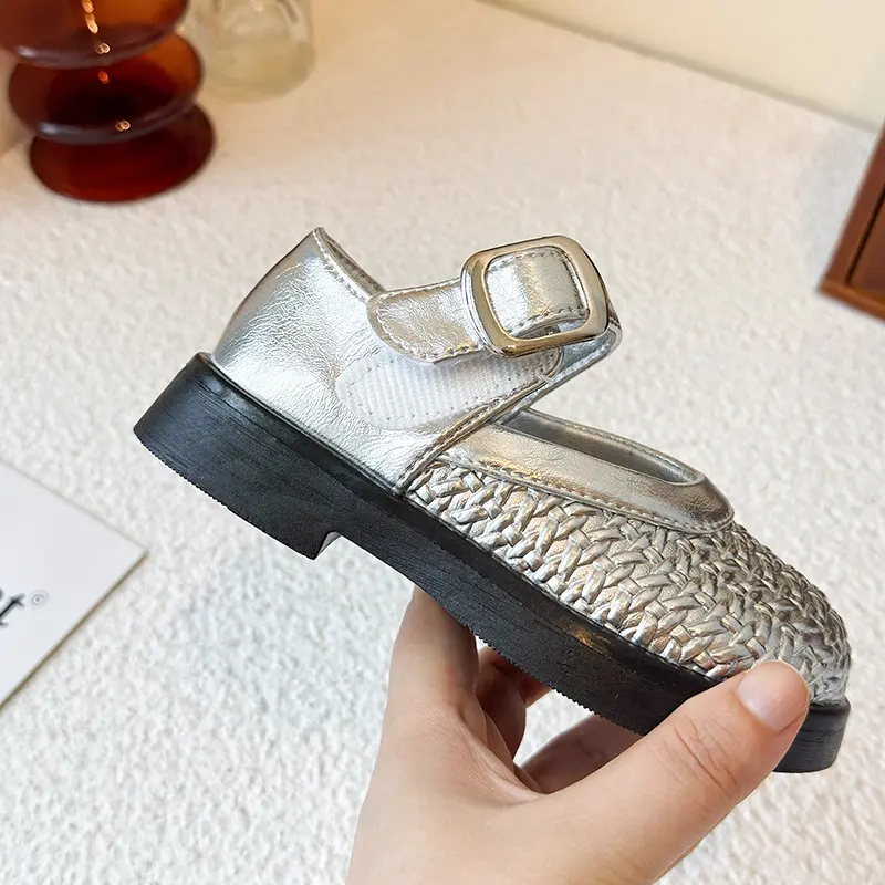Princess Mary Janes Shoes for Baby Girls Child Weave Vamp Low Heel Kids Back To School Holiday Party Shoes Wide Toe Shoes I08125