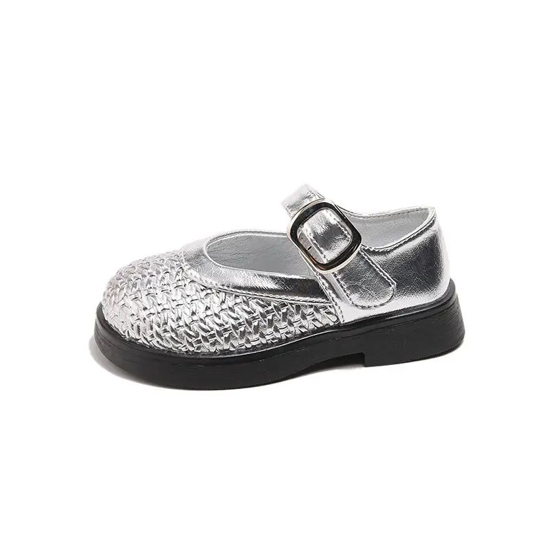 Princess Mary Janes Shoes for Baby Girls Child Weave Vamp Low Heel Kids Back To School Holiday Party Shoes Wide Toe Shoes I08125