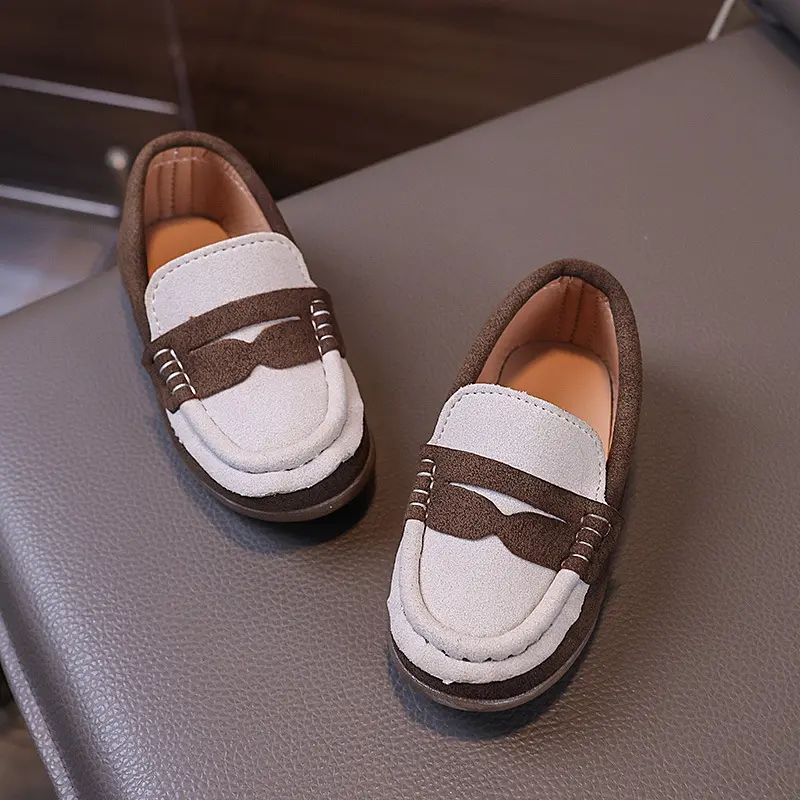 Children's Fashion Slip on Casual Suede Shoes Spring Mix Color Soft Soled Comfortable Versatile Shoes Brand Designed Flat I08122