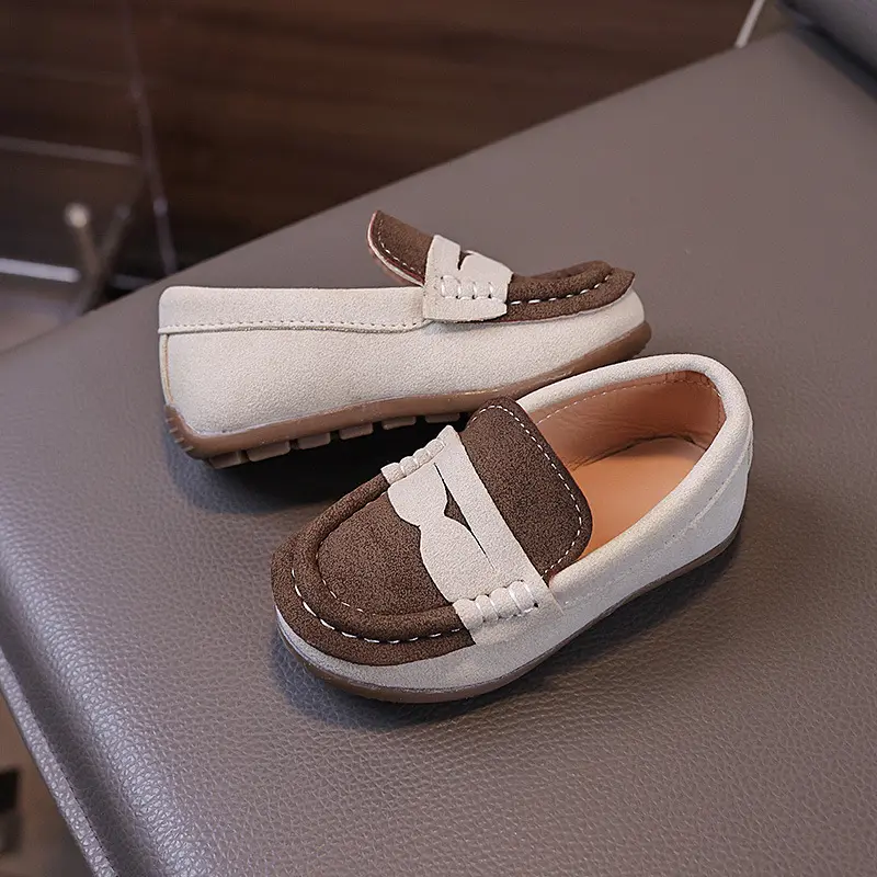 Children's Fashion Slip on Casual Suede Shoes Spring Mix Color Soft Soled Comfortable Versatile Shoes Brand Designed Flat I08122