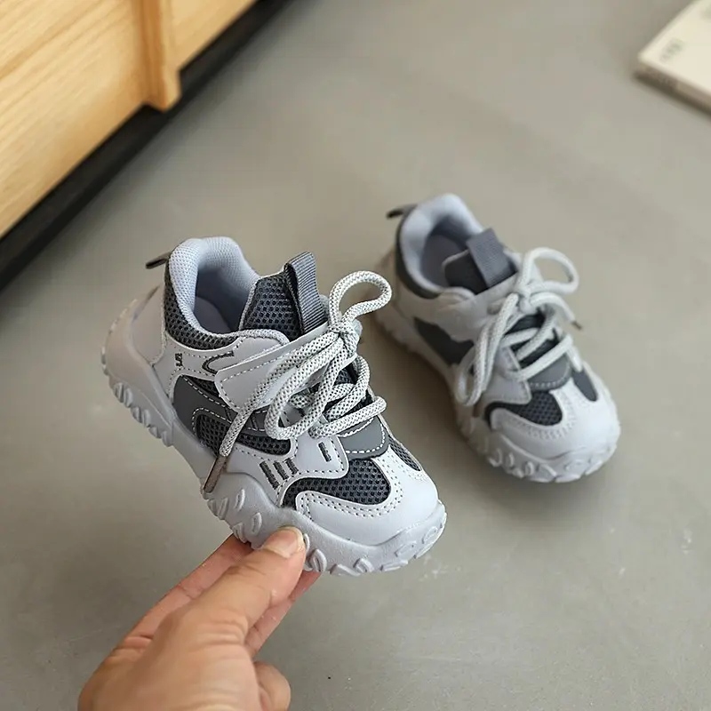 2025 Children Training Shoes Breathable Mesh Patchwork Design Sports Shoes Non-slip Sneakers for Boys Girls Running Shoes I07275