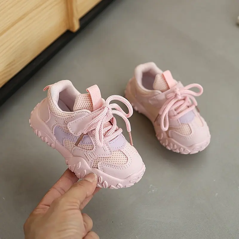 2025 Children Training Shoes Breathable Mesh Patchwork Design Sports Shoes Non-slip Sneakers for Boys Girls Running Shoes I07275