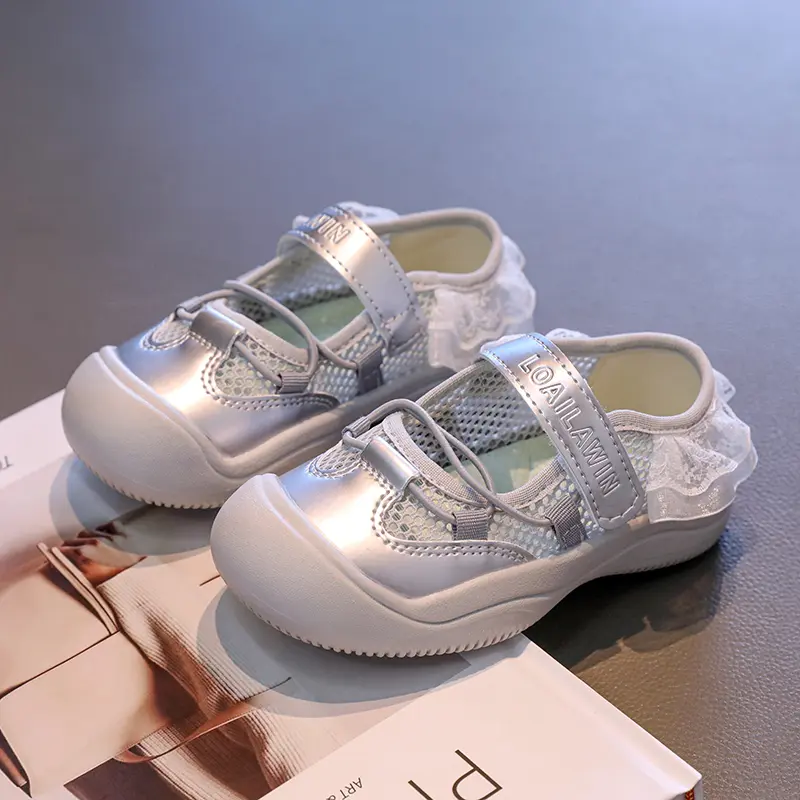 Summer Mesh Footwear Sport Casual Shoes Girl Trendy Shoes Breathable Tulle Ruffles Shoes Girl Soft Soles Shallow Sneakers I06217