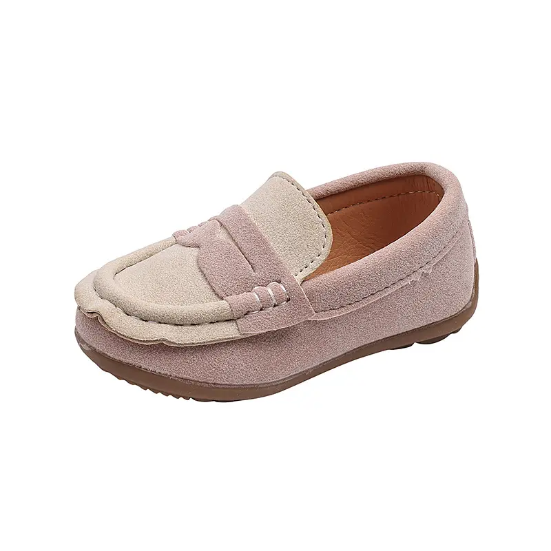 Children's Fashion Slip on Casual Suede Shoes Spring Mix Color Soft Soled Comfortable Versatile Shoes Brand Designed Flat I08122