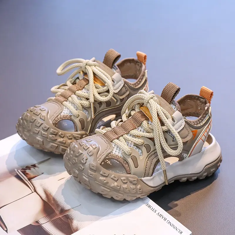 Hollow Children Sports Shoes Summer  Anti-collision Head Boy Handsome Basketball Shoes Comfortable Girls Running Sneakers I05268