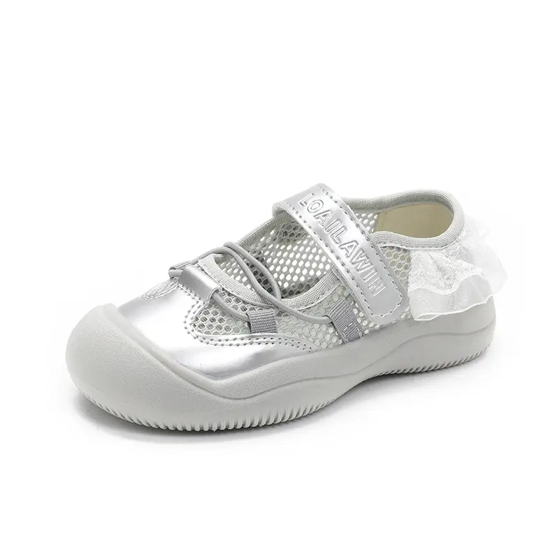 Summer Mesh Footwear Sport Casual Shoes Girl Trendy Shoes Breathable Tulle Ruffles Shoes Girl Soft Soles Shallow Sneakers I06217