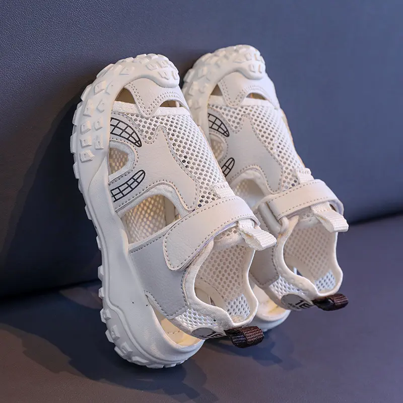 2025 Unisex Kids Running Shoes for Summer Breathable New Style Sport Sneakers Student Casual Footwear Beige Purple Yellow I06228