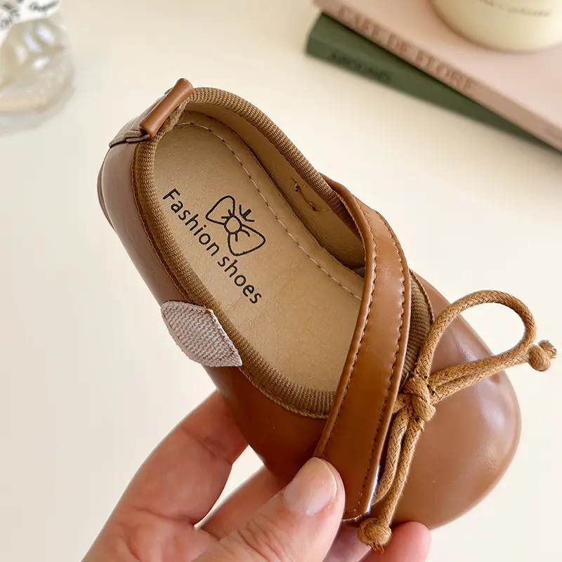 Children Leather Flat Shoes Girls Fashionable Round Toe Casual Ballerina Bow Ballet Shoes Soft Moccasin Lolita mary janes I03212