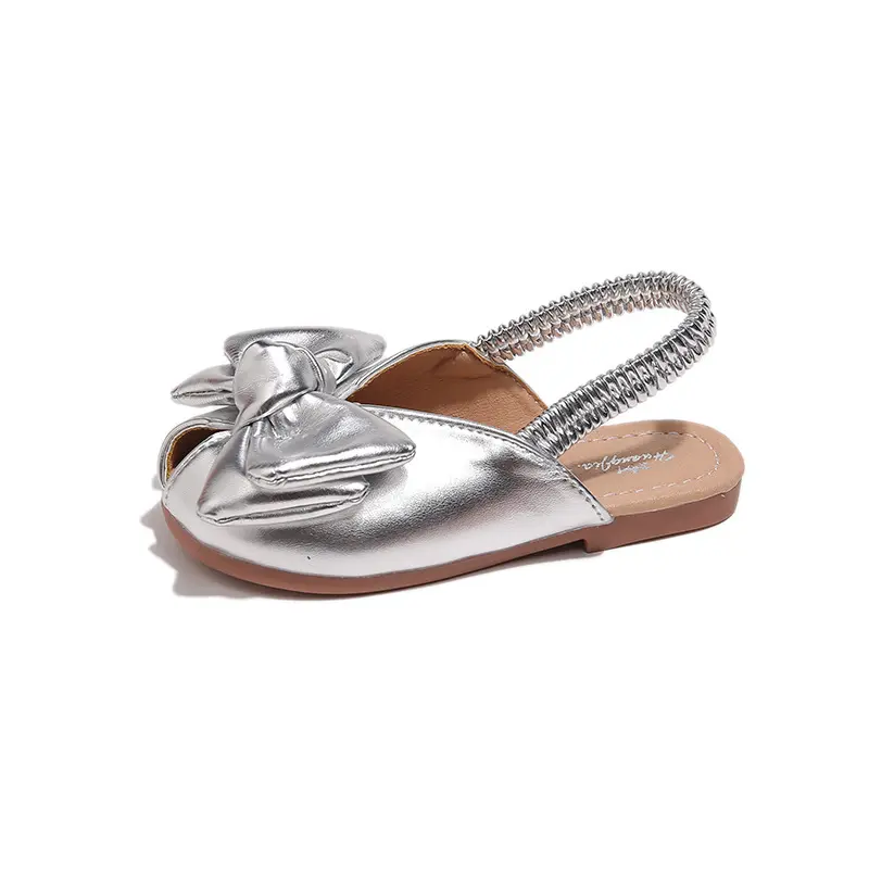 Stylish Peep-Toe Baby Girls Sandals Slides Sweet and Cute Princess Beach Shoes with Bow-knot Elastic Back Strape Footwear I05291