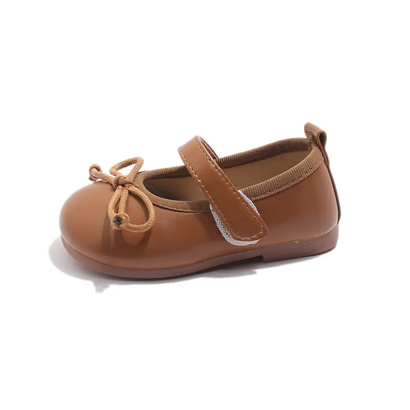 Children Leather Flat Shoes Girls Fashionable Round Toe Casual Ballerina Bow Ballet Shoes Soft Moccasin Lolita mary janes I03212