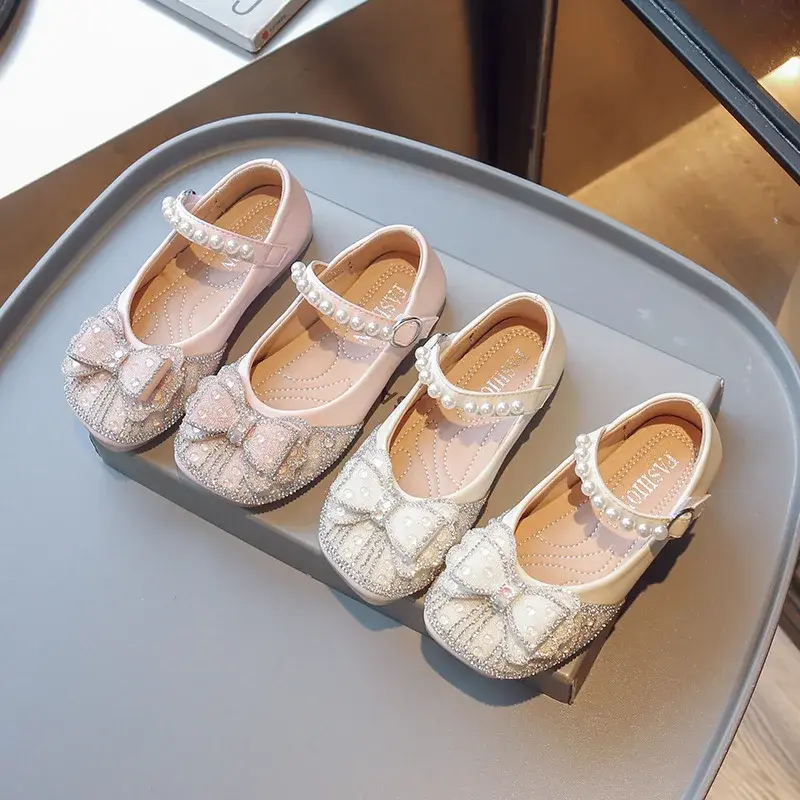 Gorgeous Bling School Shoes for Girls 2025 Spring Summer Baby Girl Prom Performance Shoes New Rhinestone Sequins Footwear I07104