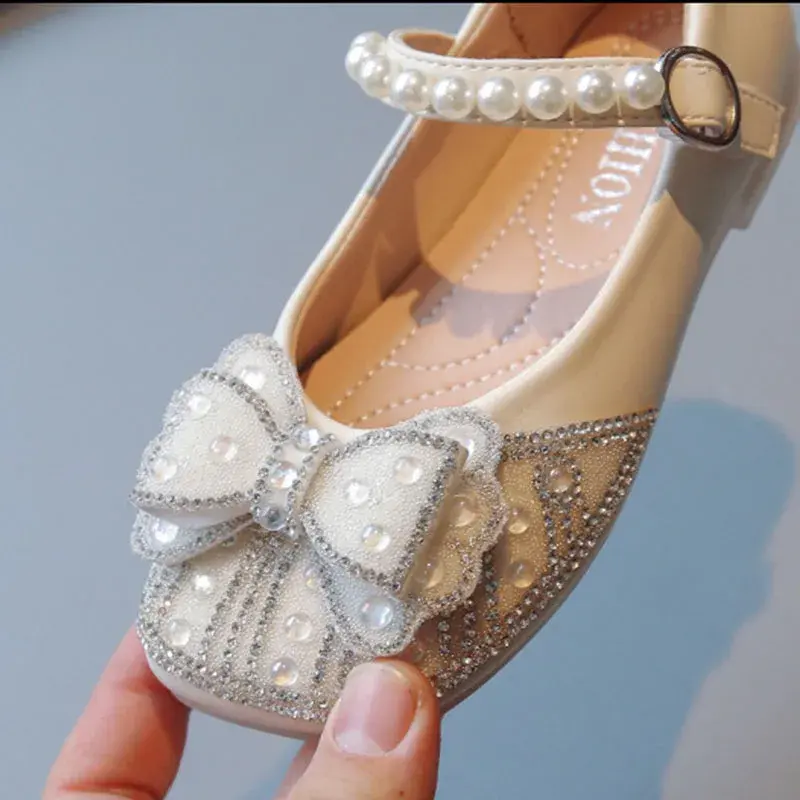 Gorgeous Bling School Shoes for Girls 2025 Spring Summer Baby Girl Prom Performance Shoes New Rhinestone Sequins Footwear I07104