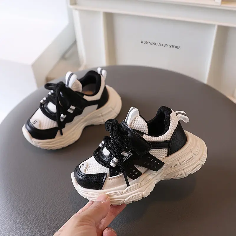 Fashion Girls New School Sneaker Purple Khaki Versatile Children Tennis Shoes for Boys Mesh Non-slip Kids Chunky Sneakers I06087