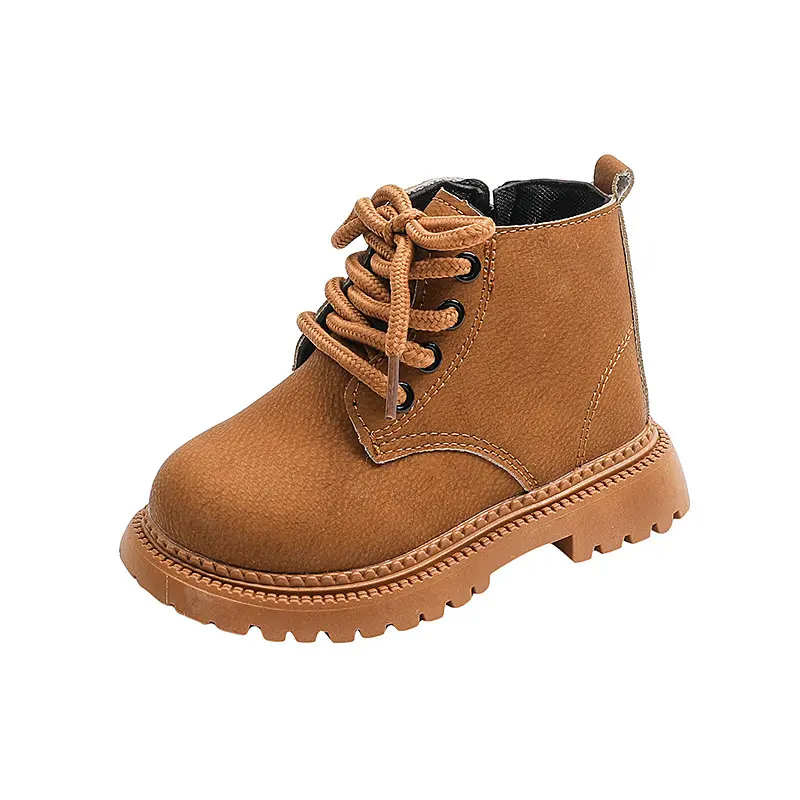 Chunky-sole Trend Children Boots Horse Riding Girls Beige Retro Black Brown Boy Motorcycle Boots Comfortable Kids Shoes I07136