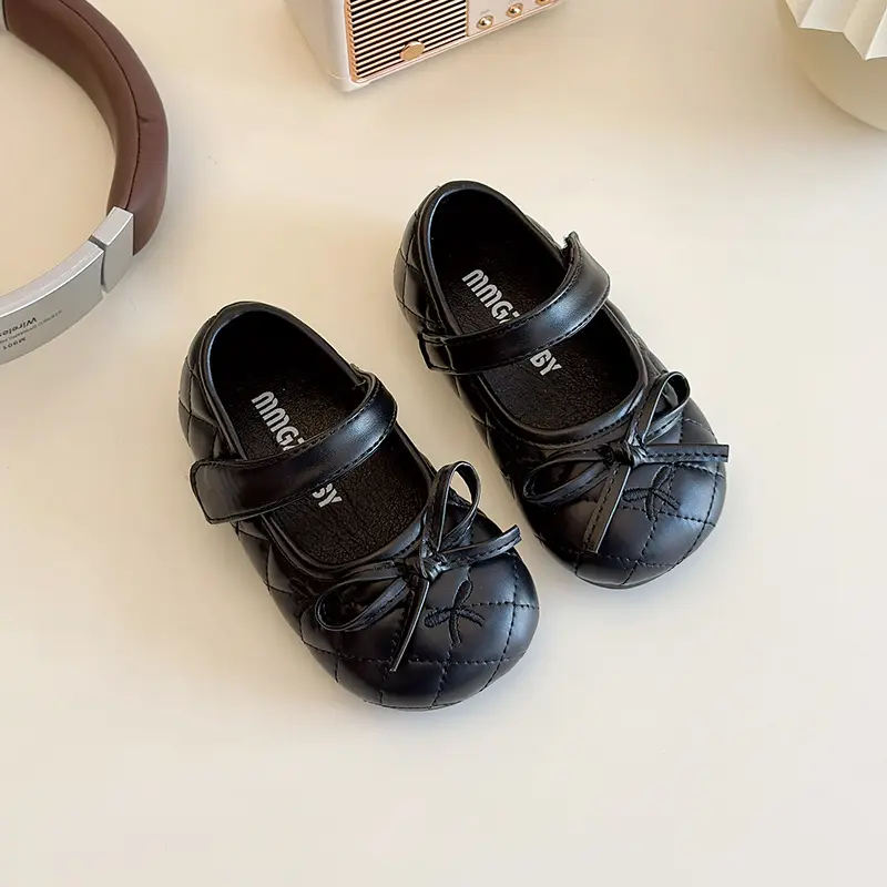 2025 Baby Shoes Newborn Girls Princess PU Preschool Shoes Nice Embroidery Bow-tie Princess Wedding Party First Step Shoes I01234