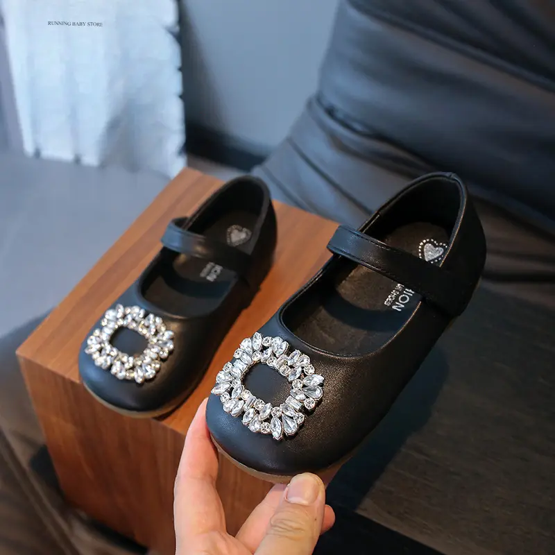 Trendy Girls Princess Shoes Spring Autumn Children Rhinestone Party Dance Shoes Kids Leather Shoes Little Girl mary janes I01214
