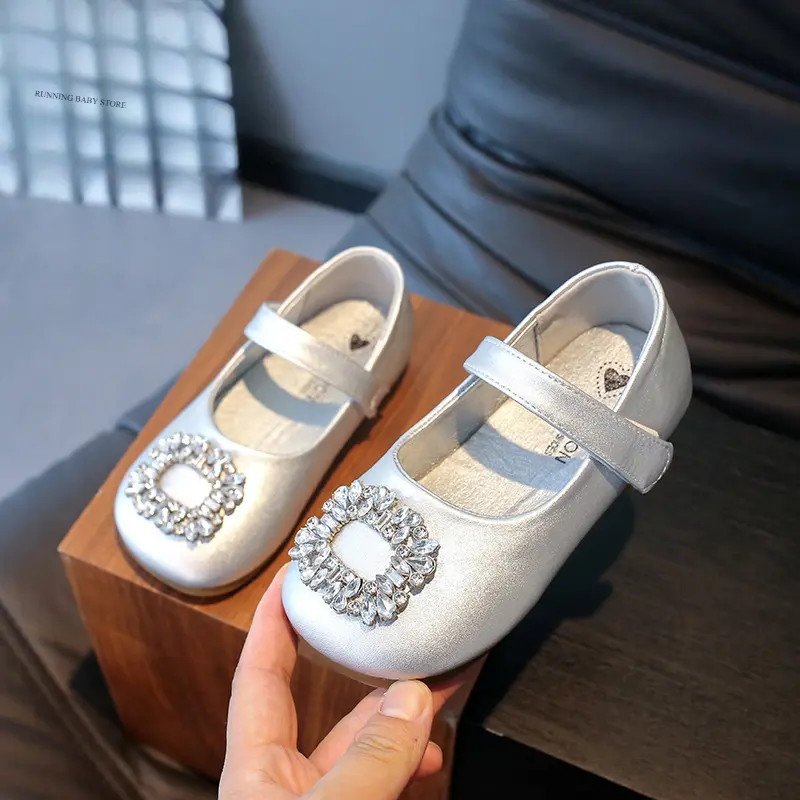 Trendy Girls Princess Shoes Spring Autumn Children Rhinestone Party Dance Shoes Kids Leather Shoes Little Girl mary janes I01214