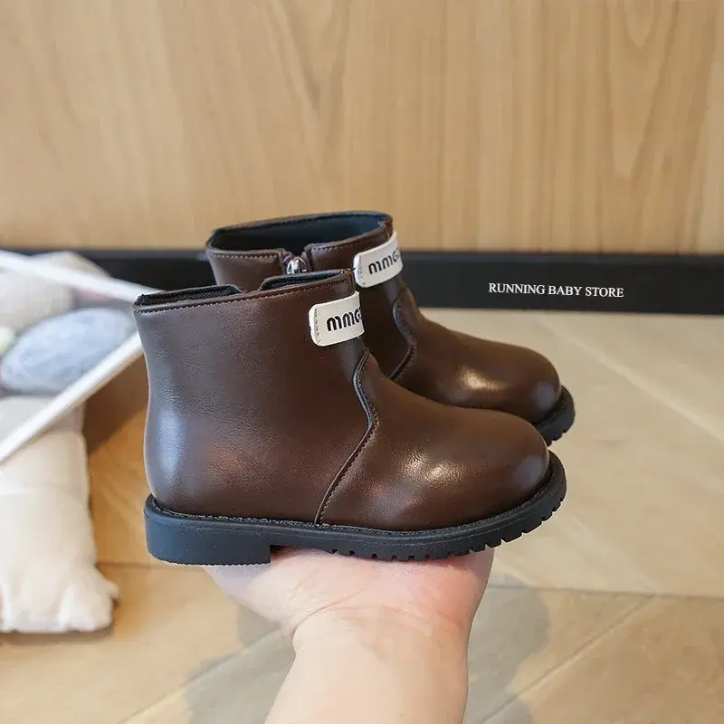 2025 Letter Short Boots for Children Girls Autumn Side Zipper Ankle Boots Girl Fashionable Princess Low Heels Shoes Boots I04285