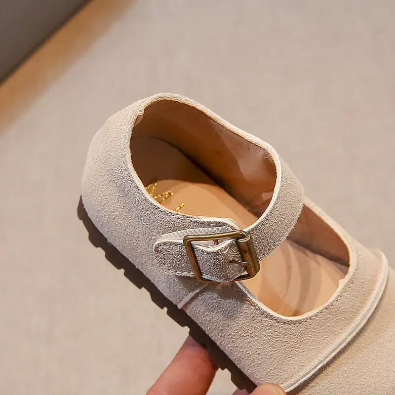 Fashionable Retro Soft Sole Comfortable Flat Shoes Girls 2025 Spring New Brand Design Buckle Children's School Shoes Kids I02143