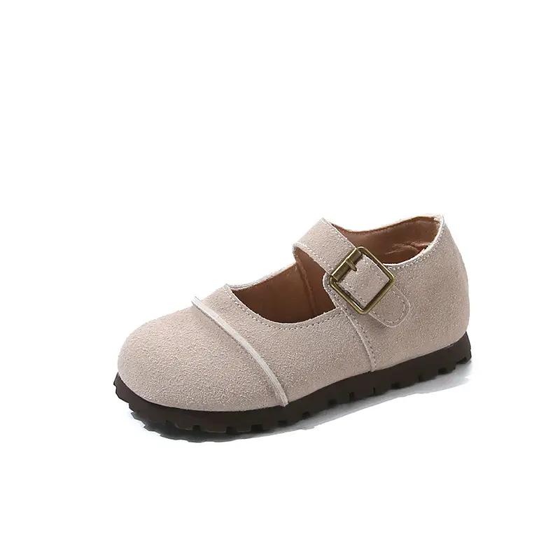 Fashionable Retro Soft Sole Comfortable Flat Shoes Girls 2025 Spring New Brand Design Buckle Children's School Shoes Kids I02143