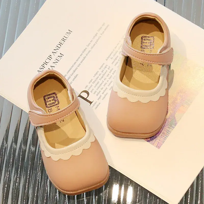Flower Bordered Luxury Designer Shoes for Girls Kids 2024 New Spring Summer Toddler Girl Leather Shoes Princess Mary Jane H01188