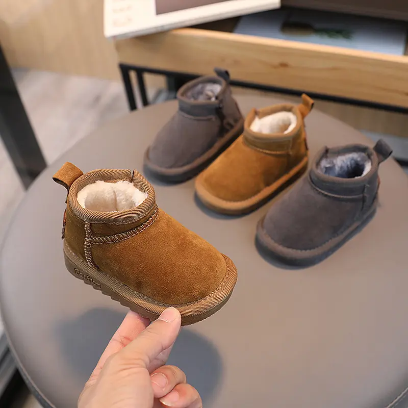 Winter Kids Baby Snow Boots Newborn First Communion Plush Warm Hot Soft Sole Toddler Shoes New Year Christmas Short Boots I07239
