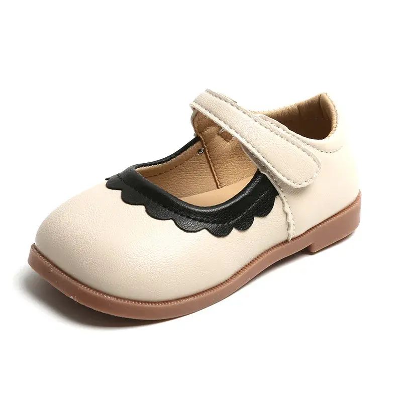Flower Bordered Luxury Designer Shoes for Girls Kids 2024 New Spring Summer Toddler Girl Leather Shoes Princess Mary Jane H01188