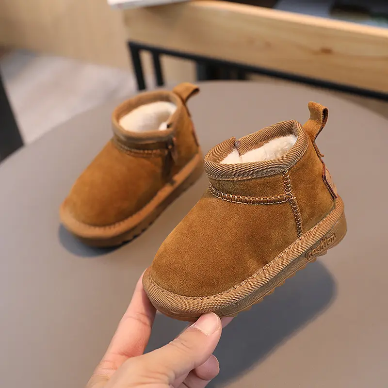Winter Kids Baby Snow Boots Newborn First Communion Plush Warm Hot Soft Sole Toddler Shoes New Year Christmas Short Boots I07239