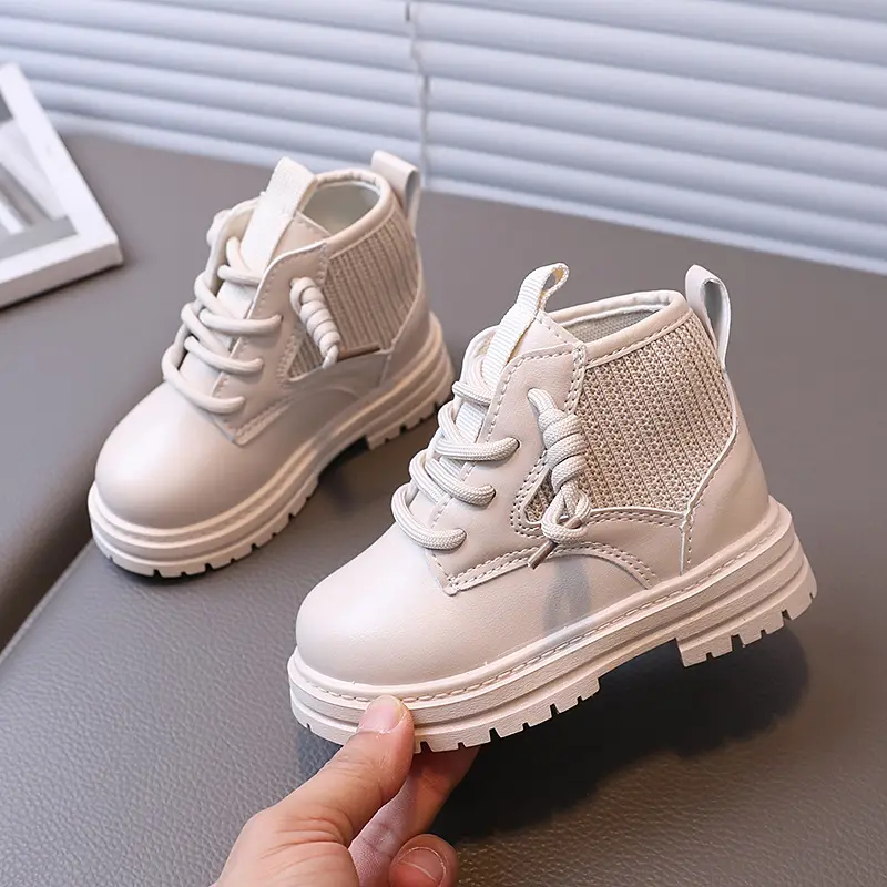 New Kids Fashion Leather Boots Fall Child Short Boots Comfortable Non-Slip Side Zipper Casual Shoes Boys Girls Soft Boots I01282