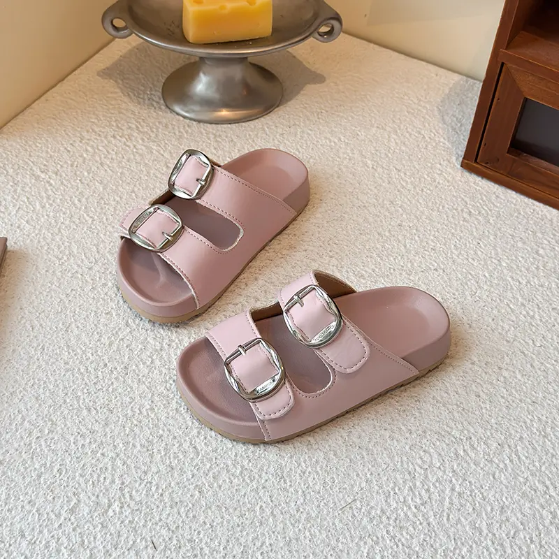 2025 New Arrival Summer Children Slippers with Metal Buckle Boys Sport Shoes Slides Nice Girls Platform Beach Shoes Child I07039
