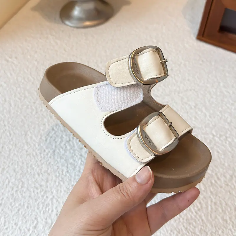 2025 New Arrival Summer Children Slippers with Metal Buckle Boys Sport Shoes Slides Nice Girls Platform Beach Shoes Child I07039