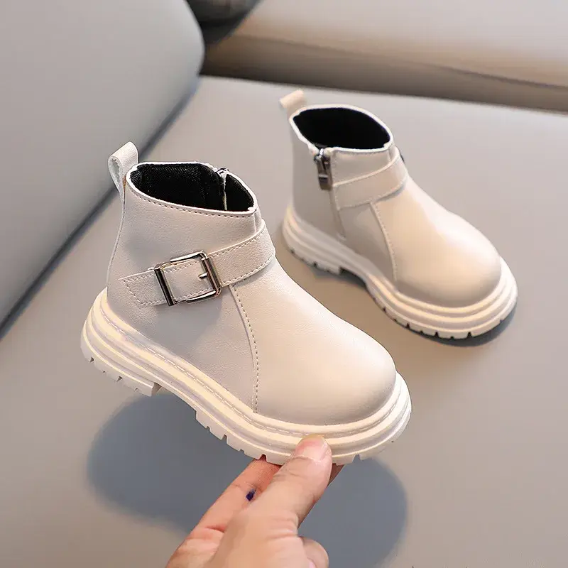 Spring Autumn Toddler Boots for Kids Girls Fashion Ankle Strape Baby Platform Boots England Style Children School Shoes H05293