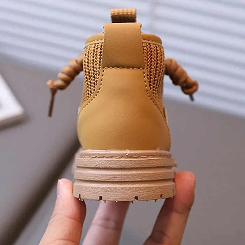 New Kids Fashion Leather Boots Fall Child Short Boots Comfortable Non-Slip Side Zipper Casual Shoes Boys Girls Soft Boots I01282