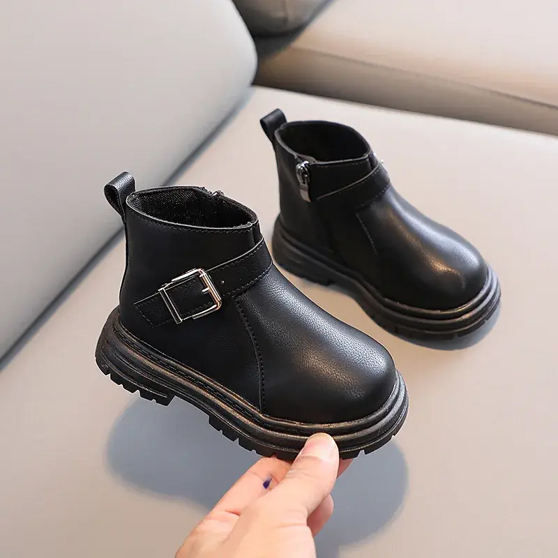 Spring Autumn Toddler Boots for Kids Girls Fashion Ankle Strape Baby Platform Boots England Style Children School Shoes H05293