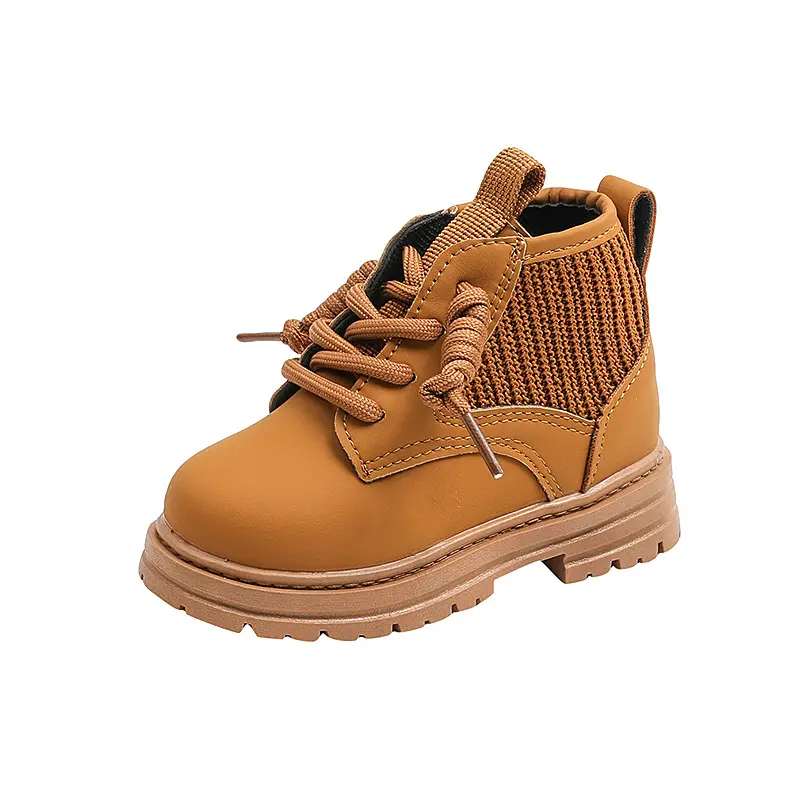 New Kids Fashion Leather Boots Fall Child Short Boots Comfortable Non-Slip Side Zipper Casual Shoes Boys Girls Soft Boots I01282