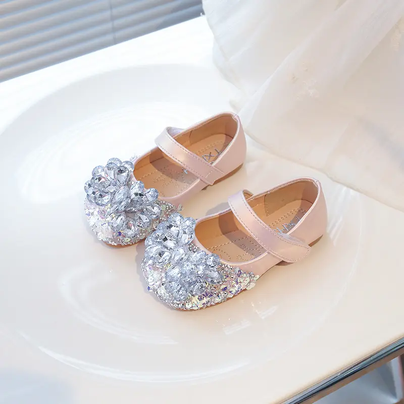 Beautiful Girl Sweet Rhinestone Bowknot Lolita Shoes Girls 2025 School Shoes Platform Mary Janes Shoe Child Cute Low Heel I08039