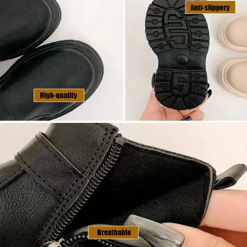 Spring Autumn Toddler Boots for Kids Girls Fashion Ankle Strape Baby Platform Boots England Style Children School Shoes H05293
