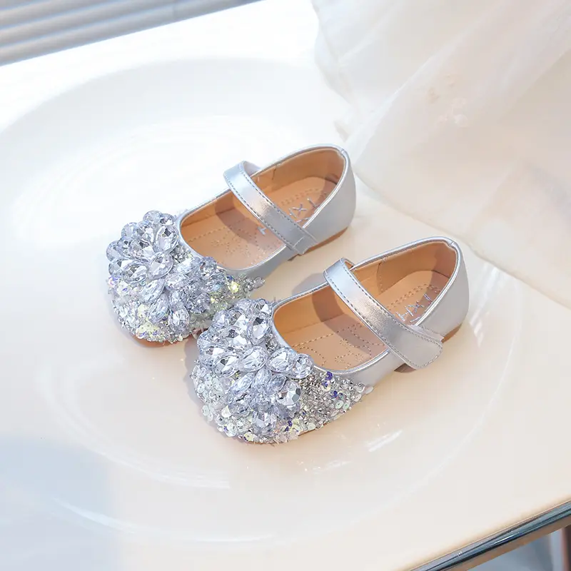 Beautiful Girl Sweet Rhinestone Bowknot Lolita Shoes Girls 2025 School Shoes Platform Mary Janes Shoe Child Cute Low Heel I08039