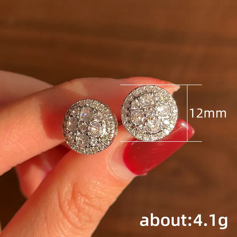 Huitan Dazzling Round Cubic Zirconia Stud Earrings for Women Simple Classic Female Ear Piercing Earrings Timeless Style Jewelry