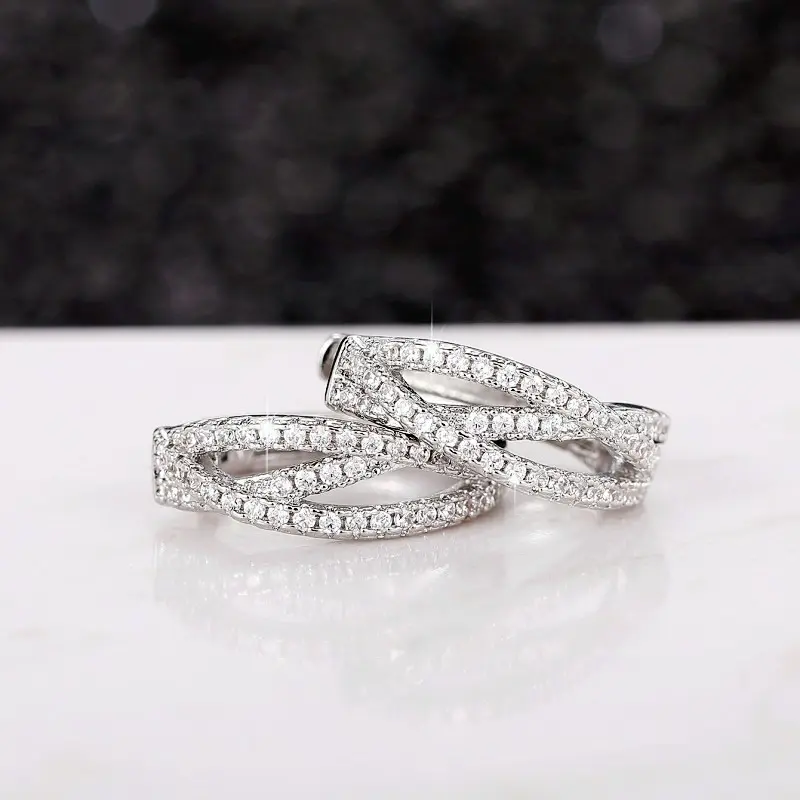 Huitan Chic Women's Hoop Earrings Circle Full Pave Dazzling CZ Stone Daily Wear Fashion Versatile Earrings Jewelry Drop Shipping