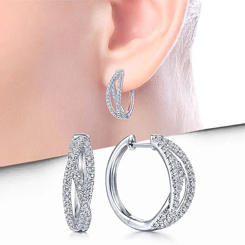 Huitan Chic Women's Hoop Earrings Circle Full Pave Dazzling CZ Stone Daily Wear Fashion Versatile Earrings Jewelry Drop Shipping