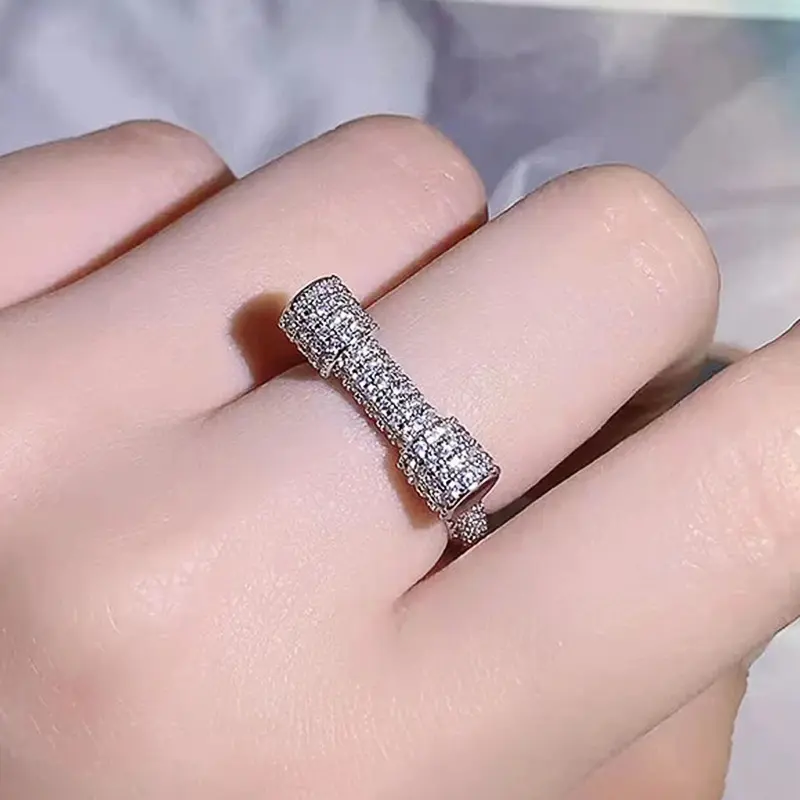 Huitan Modern Fashion Women Ring Full with Cubic Zirconia Bling Bling Girls Finger Accessories Wedding Party Luxury Jewelry New
